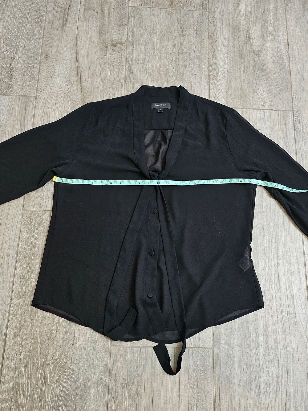 Banana Republic Black Tie-Neck Sheer Blouse - Women Tops - Picture 3 of 6
